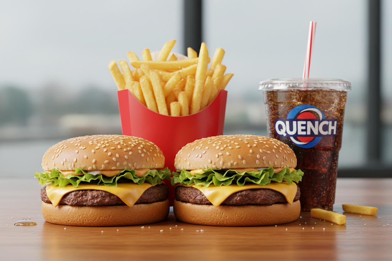 2x Cheeseburger 1x Pommes & 1x Getränk